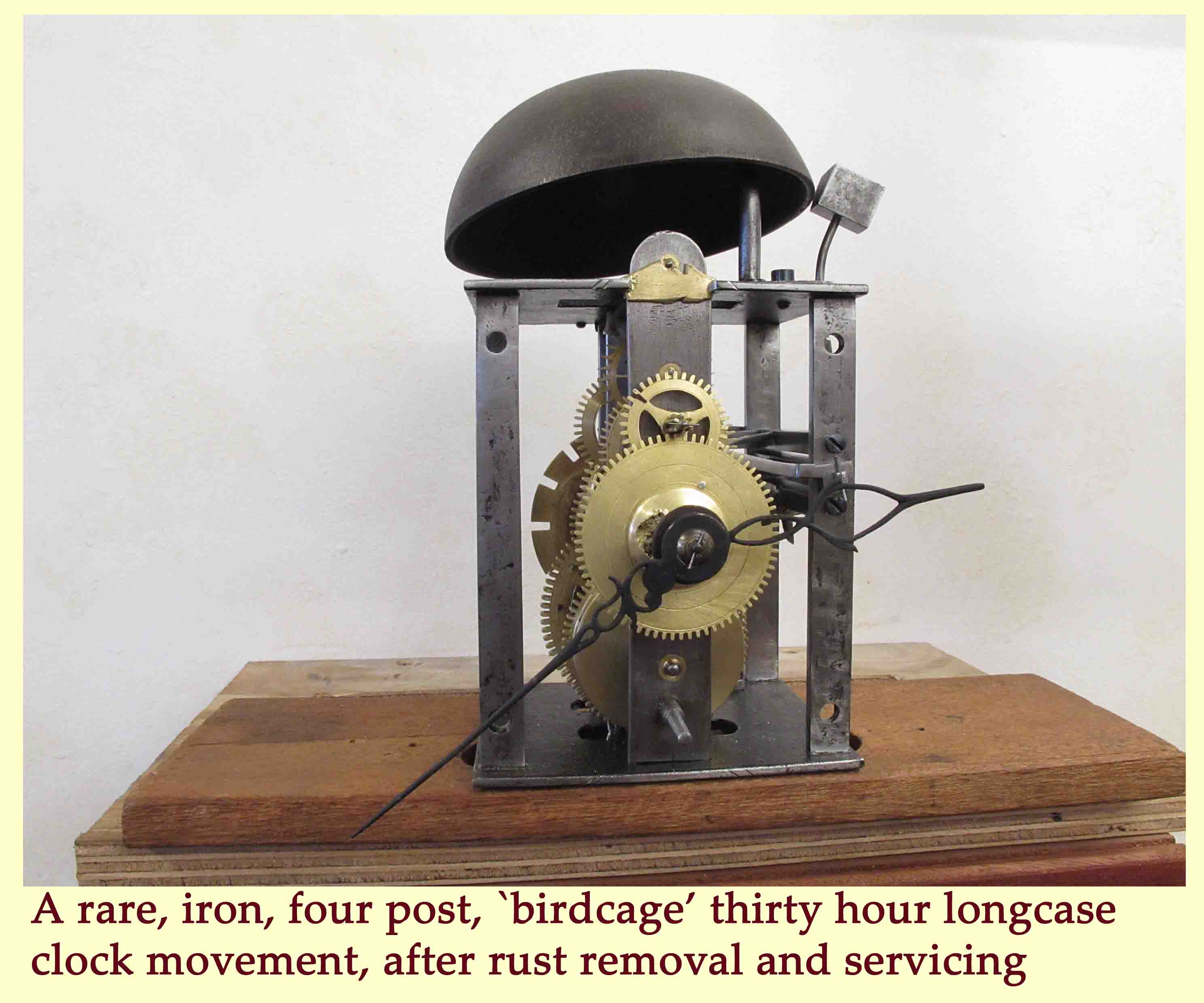 Four post, `birdcage' movement from a longcase clock