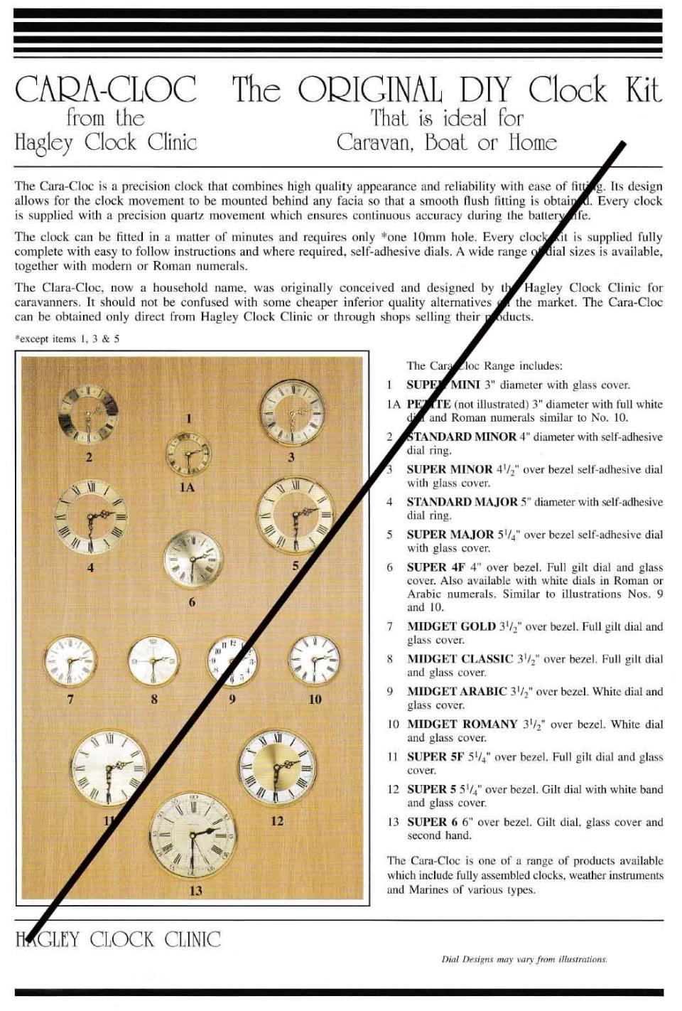 Hagley Clock Clinic. Vintage Cara-Cloc information